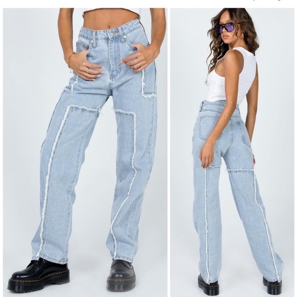 Princess Polly Serenitia Patchwork Jeans 2 - Picture 1 of 9